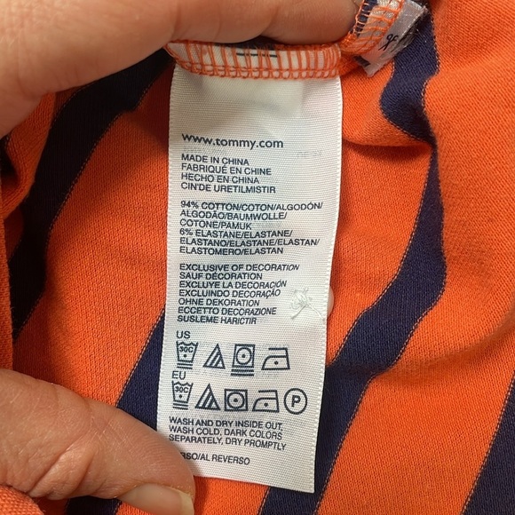 Tommy Hilfiger Slim Fit Stripe Stretch Polo Dress XS orange navy sleeveless - Picture 8 of 11